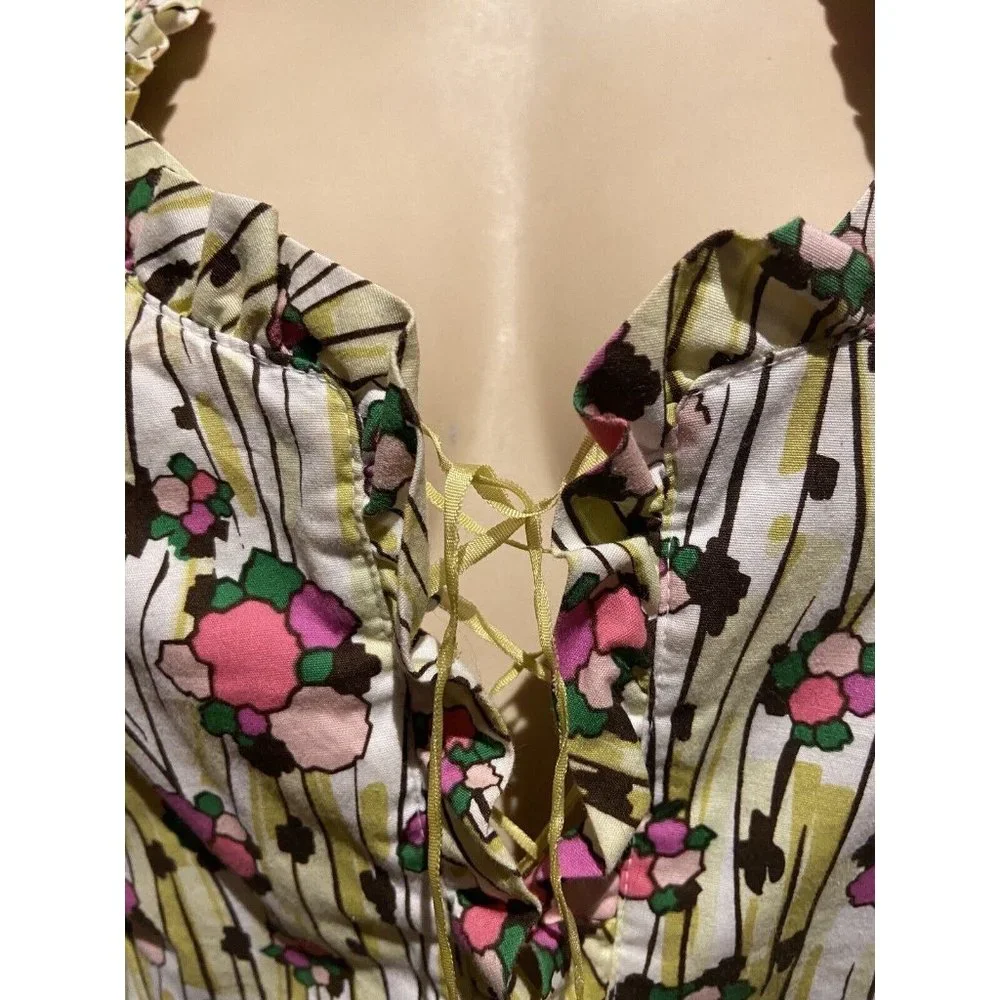 🌱 LISA HO cute Designer sleeveless cotton corset Blouse Shirt Top 10 lace up - Picture 12 of 16